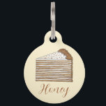 Medovik Medivnyk Russian Ukrainian Honey Cake Food Pet ID Tag<br><div class="desc">Design features an original food themed marker illustration of a slice of honey cake (medovik), a layer cake consisting of layers of sponge cake, cream filling, and crumble topping, along with honey and sour cream or condensed milk. This cake is popular in Russia, as well as countries in Eastern Europe...</div>