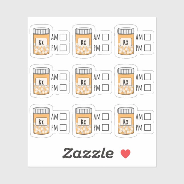 Meds Reminder Medical Prescription Pill Tracker  Sticker (Sheet)