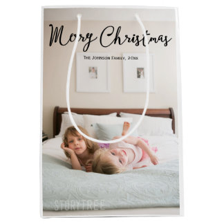 Meduim Cute Photo Christmas Greetings Gift Bags