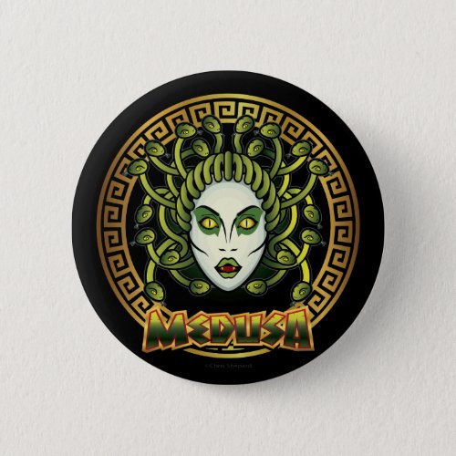 MEDUSA Ancient Gorgon Greek Mythology Halloween Button