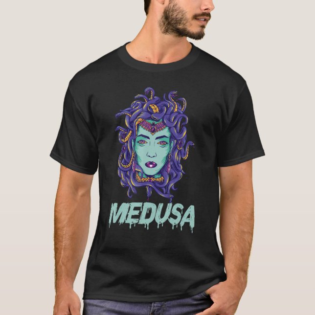 Medusa Ancient Greek Mythology Gorgon Goddess Snak T-Shirt (Front)