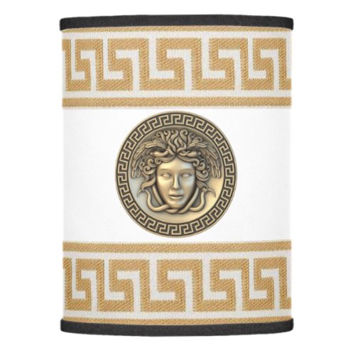 Medusa and Gold Greek Key and on White Lamp Shade