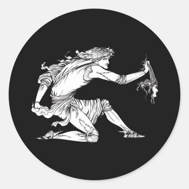 Medusa Aubrey Beardsley Classic Round Sticker (Front)