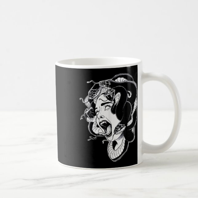 Medusa Blackwork Tattoo Flash  Coffee Mug (Right)