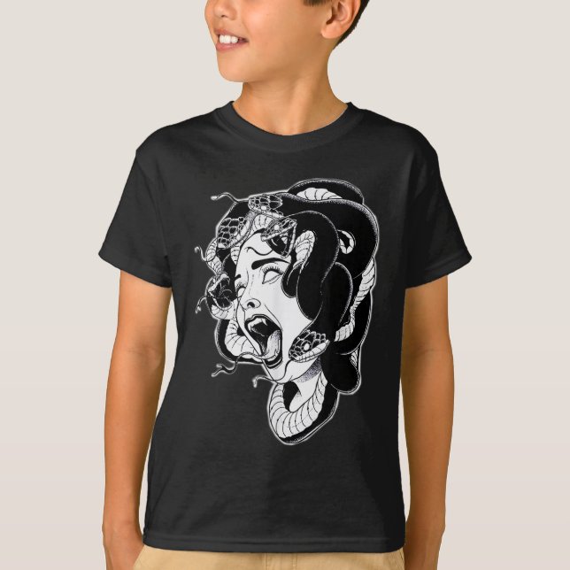 Medusa Blackwork Tattoo Flash  T-Shirt (Front)