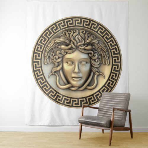 Medusa Gold Wall Art Tapestry