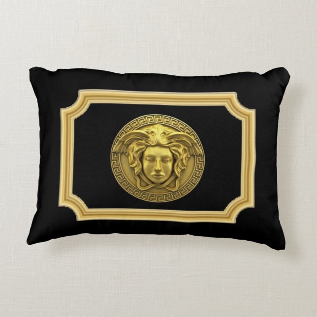 Medusa Golden Roman Designer Accent Pillow (Back)