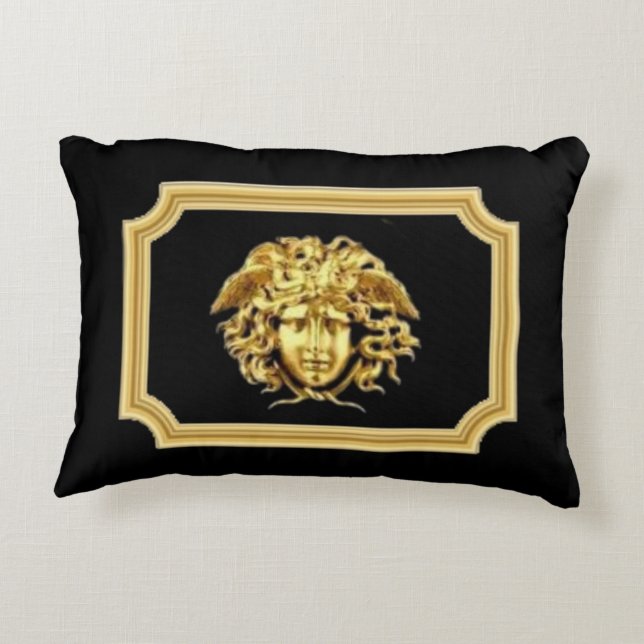 Medusa Golden Roman Designer Accent Pillow (Back)