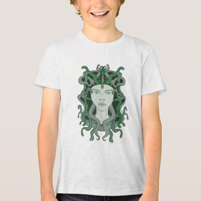Medusa Gorgo Snake Gorgon Monster Greek Mythology Tri-Blend Shirt (Front)