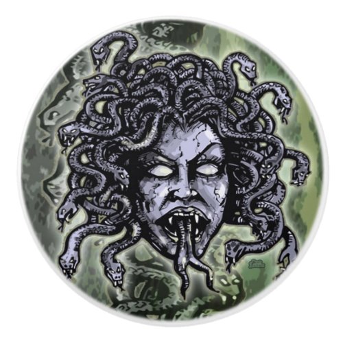 Medusa Gorgon Ceramic Knob