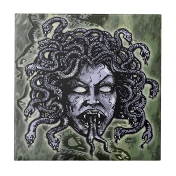 Medusa Gorgon Ceramic Tile by themonsterstore at Zazzle