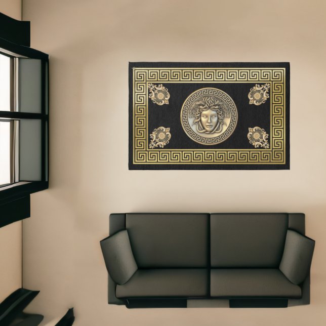 Medusa Gorgon Greek Key Aubusson Designer Area Rug (Insitu (Indoor 1))