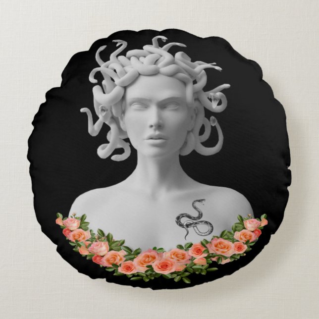 Medusa Gorgon Greek Mythology Round Pillow (Front)