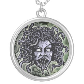 Medusa Gorgon Silver Plated Necklace by themonsterstore at Zazzle