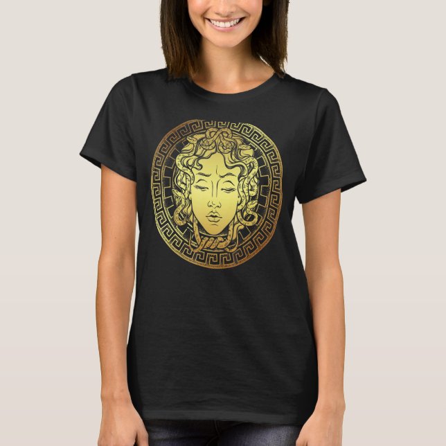 Medusa Gorgon, Snake Head, Greek Mythology Ancient T-Shirt (Front)