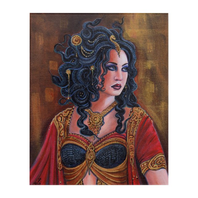 Medusa gorgon woman with snakes by Renee Lavoie Acrylic Print (Front)
