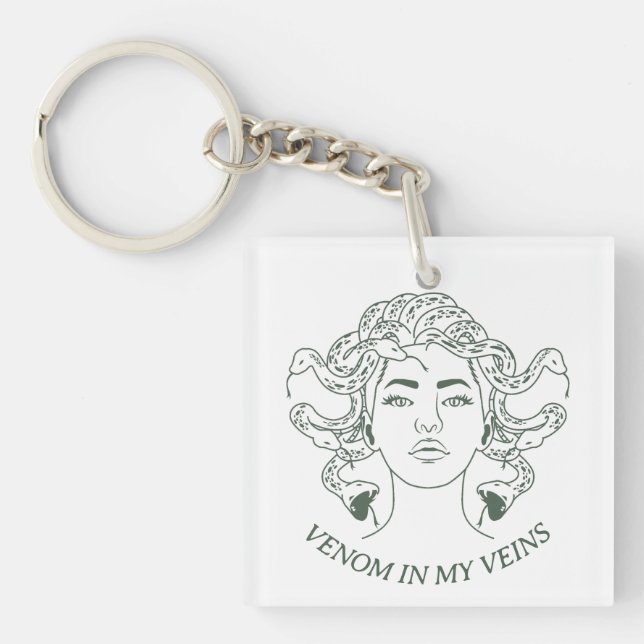 Medusa Greek Goddess Snake Venom Snarky Keychain (Front)