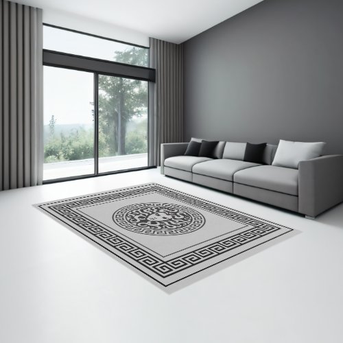 Medusa Greek Key Grey Area Rug