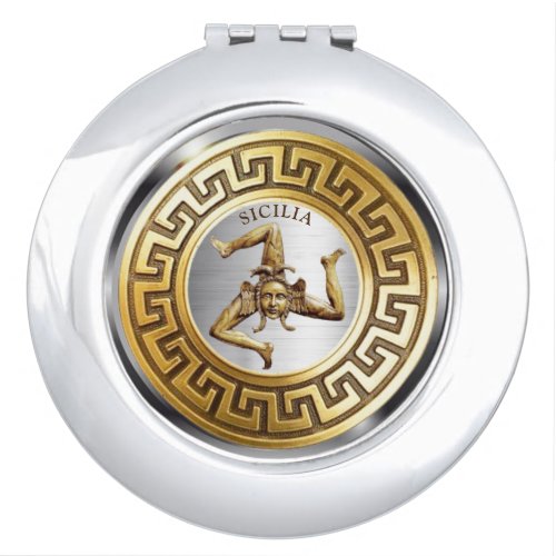 Medusa Greek Key  Sicilian Gorgon Compact Mirror