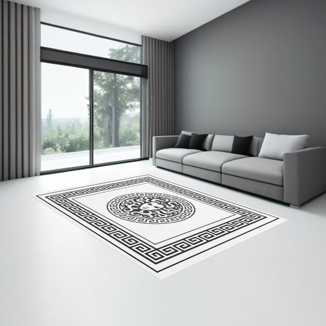 Medusa Greek Key White Area Rug (Insitu (Indoor 3))