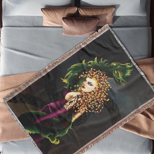 Medusa Greek Mythology Snake Gorgon Throw Blanket (Creator Uploaded)