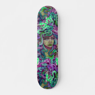 Medusa green and purple girly skate board deck