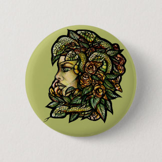 Medusa Green Snakes Gorgon                         Button