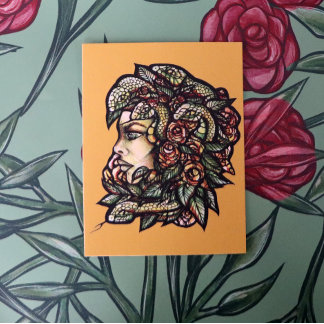 Medusa Green Snakes Gorgon Postcard