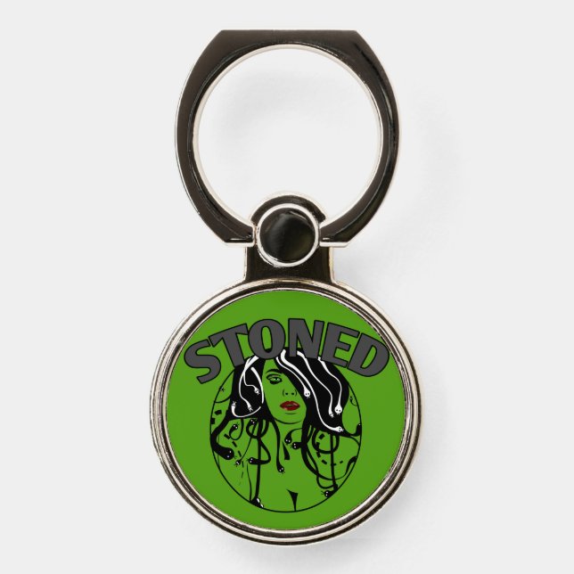 Medusa Green Stoned Snakes Phone Ring Stand (Front)