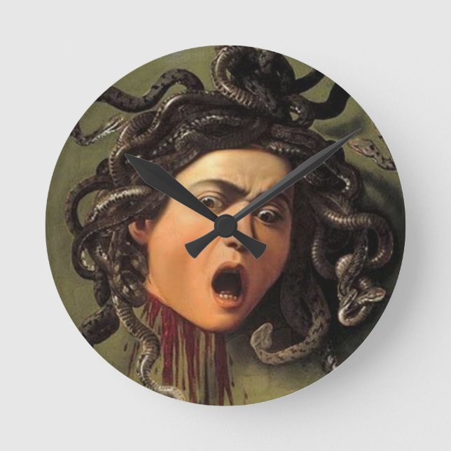 Medusa Head By Caravaggio Round Clock (Front)