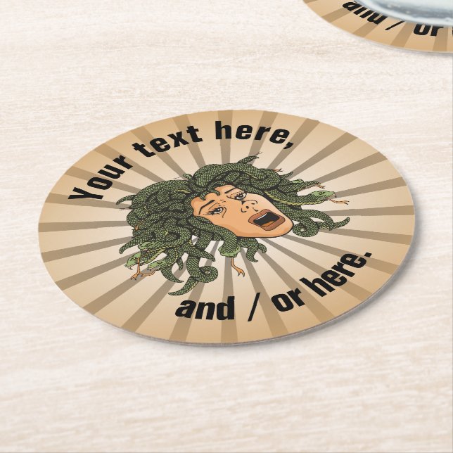 Medusa Head Round Paper Coaster (Angled)