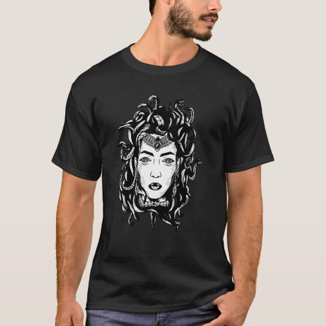 Medusa Head Snake Hair Greek Mythology Ancient Gre T-Shirt (Front)