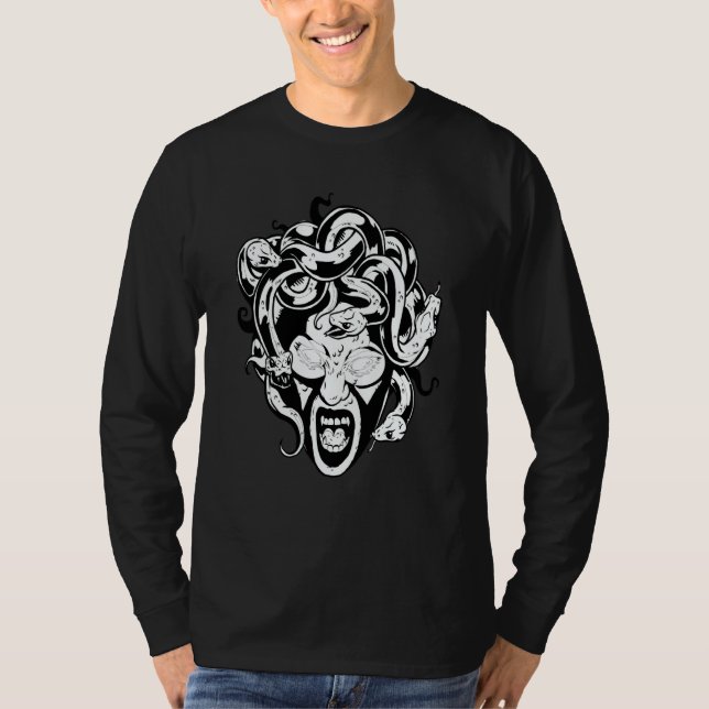 Medusa Head Snake Hair Mythology Ancient Greek T-Shirt (Front)