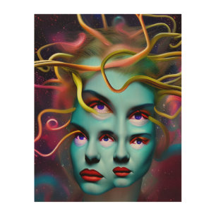 Medusa Hypnosis , Mythology Mystical Creature Wood Wall Art