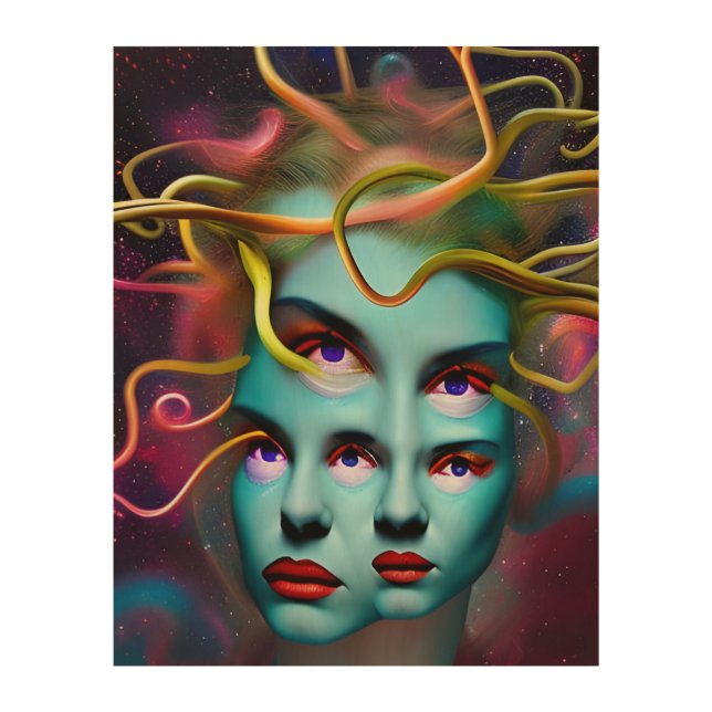 Medusa Hypnosis , Mythology Mystical Creature  Wood Wall Art (Front)