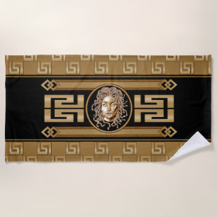 Medusa Luxury Black & Gold Beach Towel