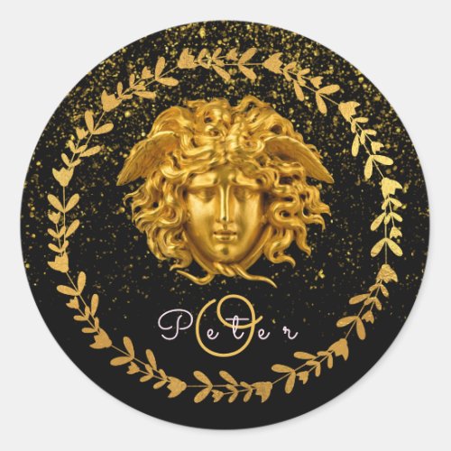 Medusa Mask Gold Glitter Medusa Haute Couture Classic Round Sticker