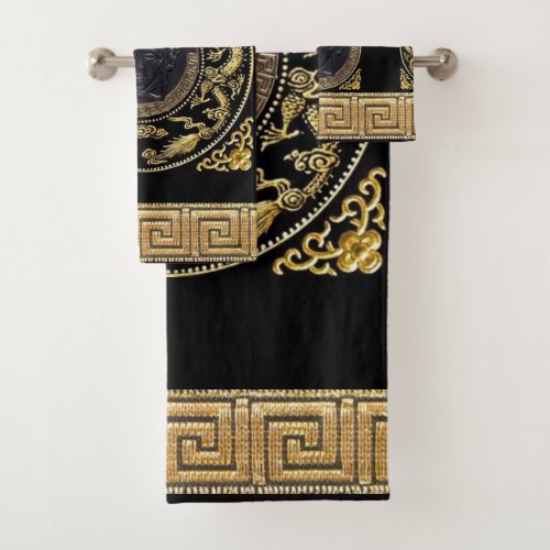 Medusa Noire Greek Key Designers Bath Towel Set