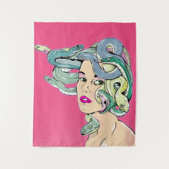 Medusa Pop art Tapestry (Front)