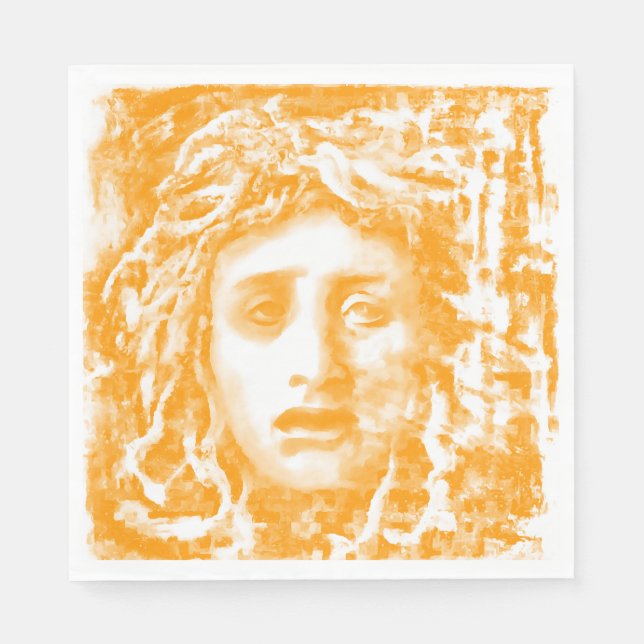 Medusa Portrait In Rich Yellow Tones Napkins (Front)