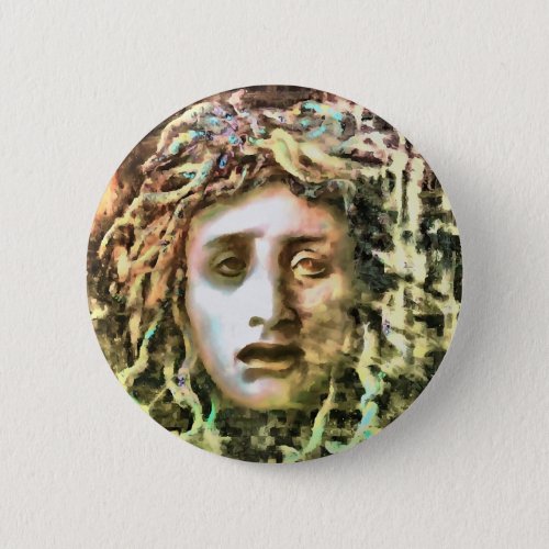 Medusa Portrait of a Gorgon Button