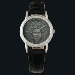 Medusa Queen of Stone Watch<br><div class="desc">Mark the hours with the gaze of the Gorgon. This Medusa Queen of Stone Watch features her iconic snake hair and piercing eyes rendered in bold gothic style, transforming timekeeping into a mythic experience. Perfect for horror fans, mythology lovers, or gothic fashion collectors, this watch blends function with dark artistry....</div>