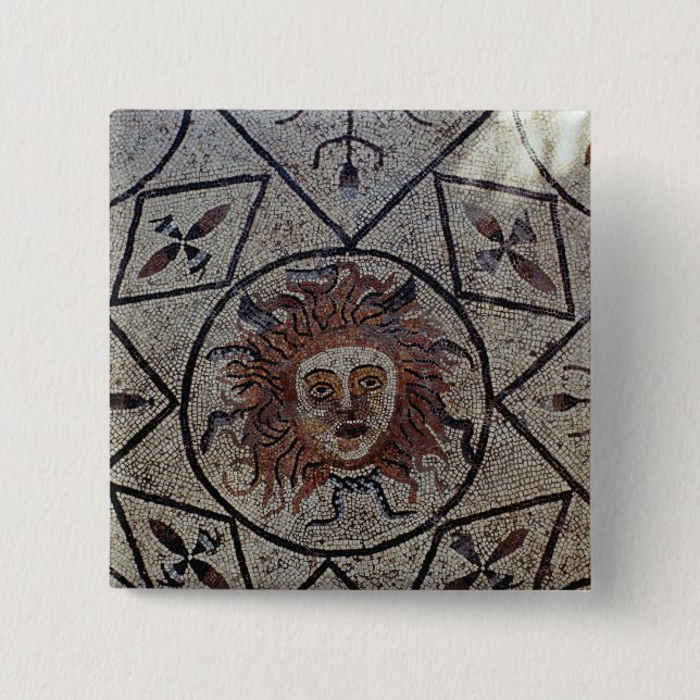 Medusa, Roman mosaic from the House of Orpheus Pinback Button (Front)