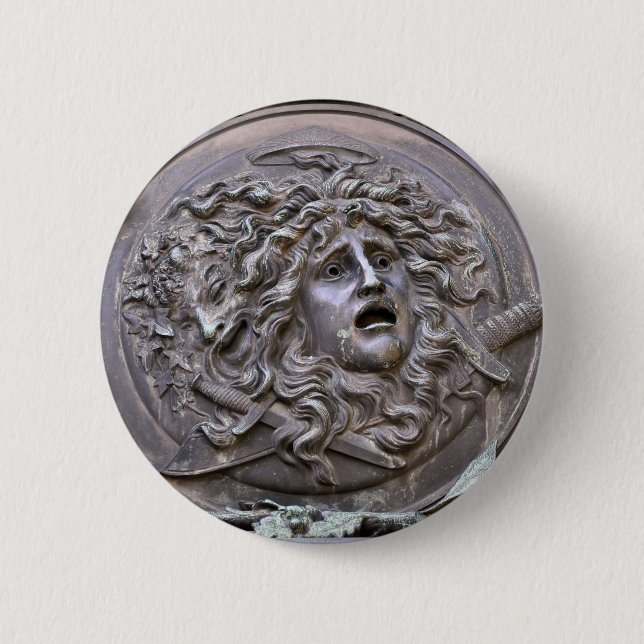 Medusa Shield of Athena Pinback Button (Front)