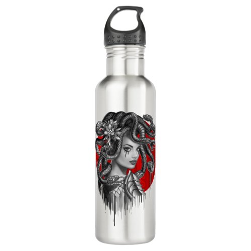 MEDUSA _ Snake Head Girl from Greek Myth Tattoo Stainless Steel Water Bottle