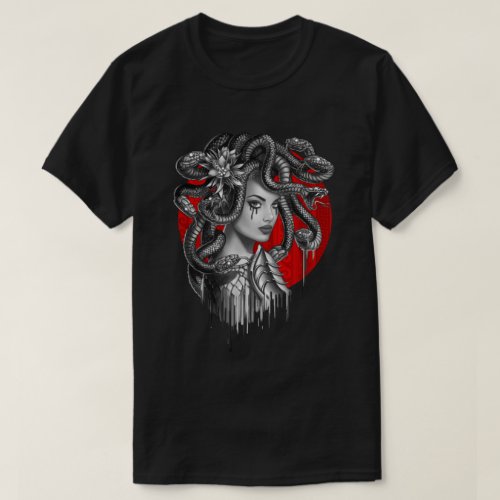 MEDUSA _ Snake Head Girl from Greek Myth Tattoo T_Shirt