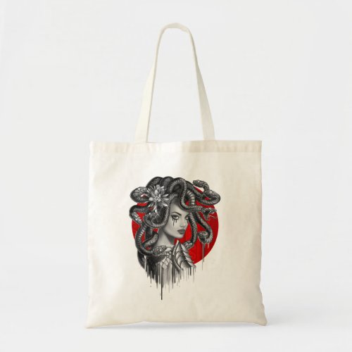 MEDUSA _ Snake Head Girl from Greek Myth Tattoo Tote Bag