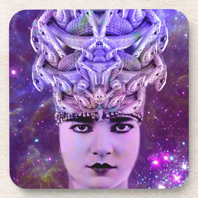 Medusa Snake Woman Beverage Coaster (Front)