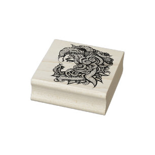 Medusa snakes awesome gorgons feminist rubber stamp