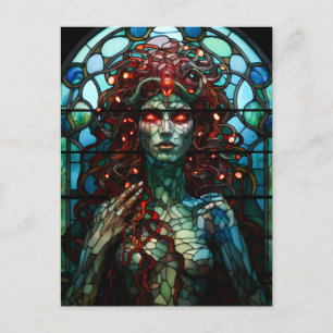 Medusa - Stained Glass Window Tiffany Style Postcard